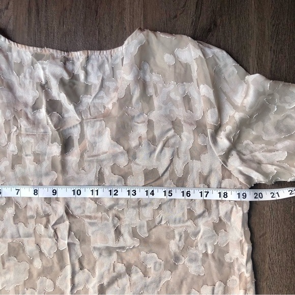 Aritzia Babaton T Shirt Size M Nude Metallic Burnout Sheer Cropped Contemporary - Picture 3 of 7
